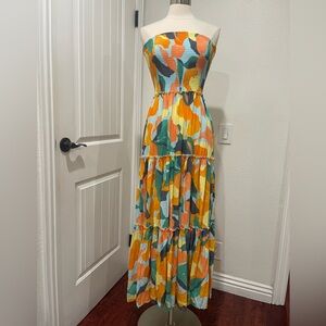 Abel the label Strapless Maxi Dress Abstract Multicolor Print